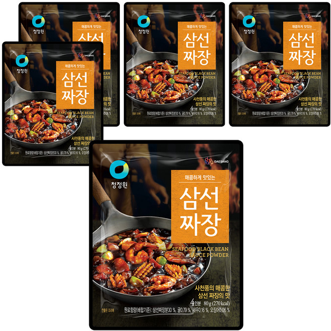 청정원 삼선짜장, 80g, 5개