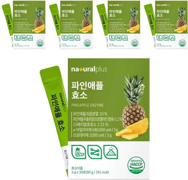 내츄럴플러스 파인애플 효소 30p, 5개, 90g