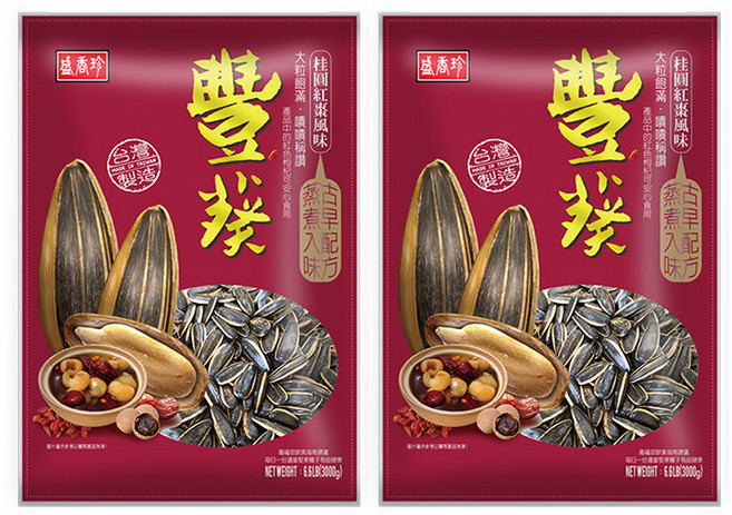 盛香珍 豐葵香瓜子 桂圓紅棗, 3000g, 2包