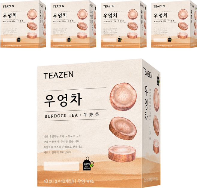 티젠 100세 시대 청춘비법 우엉차, 1g, 40개입, 5개