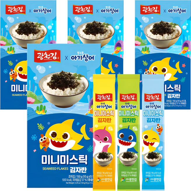 핑크퐁 미니미스틱 김자반 10g x 15p, 150g, 4개