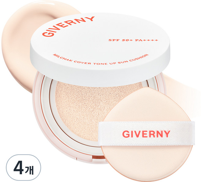 지베르니 밀착 커버 톤업 선쿠션 클리어베이지 SPF50+ PA++++, 12g, 4개