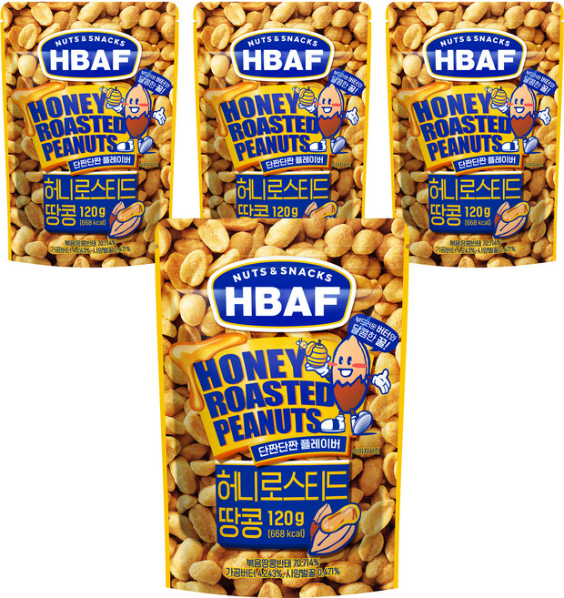바프 넛츠앤스낵스 허니로스티드 땅콩, 400g, 4개