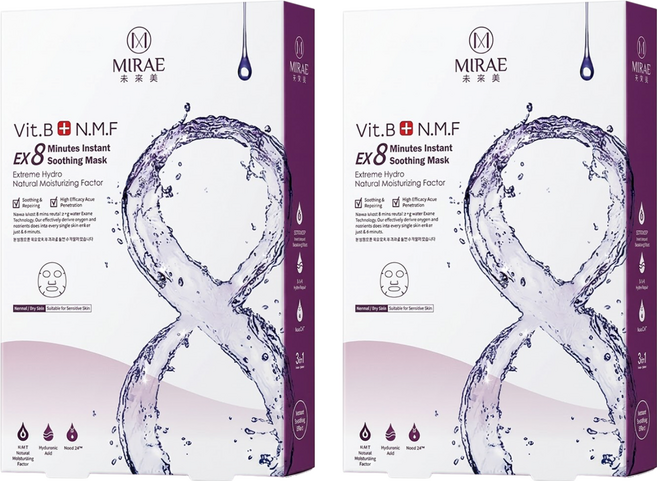 MIRAE 未來美 台灣公司貨 EX8分鐘極速舒緩面膜, 5片, 2盒