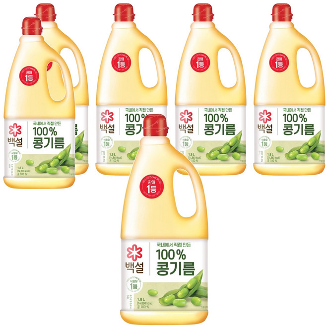 백설 콩기름, 1.8L, 6개