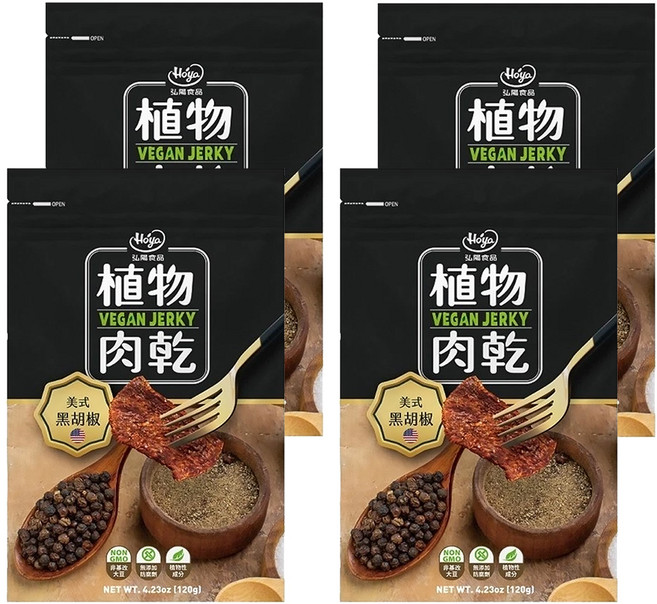 Hoya 弘陽食品 植物肉乾 美式黑胡椒, 120g, 4包