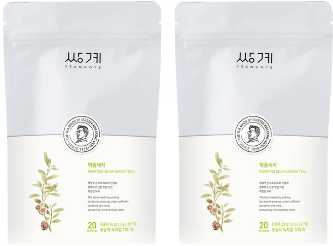 쌍계명차 신파우치 덖음세작 녹차 티백 20p, 1.5g, 20개입, 2개 - 쿠팡