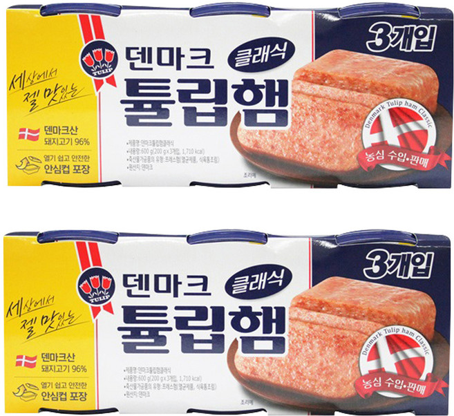 튤립푸드 덴마크 튤립햄 클래식 통조림, 200g, 6개