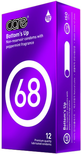 care 바텀업 68 일반형콘돔, 1개, 12개입