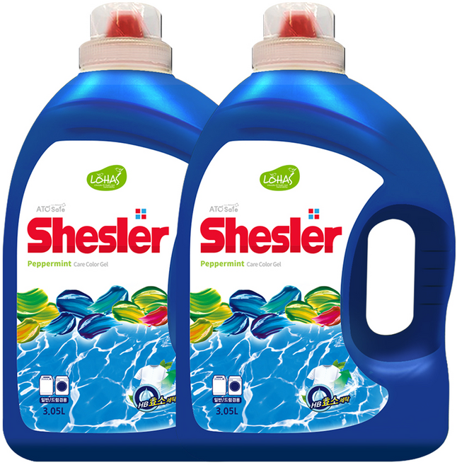 Shesler 超濃縮酵素防螨洗衣精 薄荷香 一般/滾筒洗衣機兼用, 2瓶, 3.05L