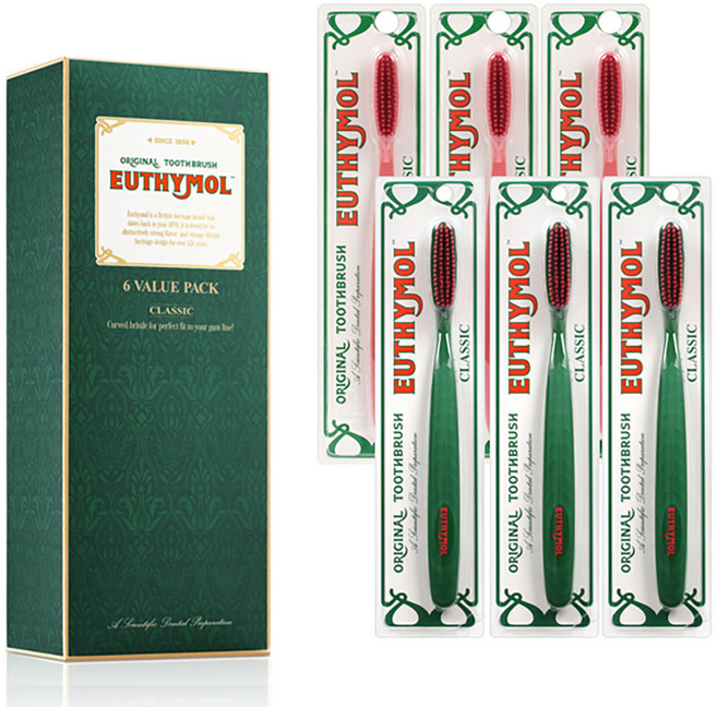 유시몰 로얄 헤리티지 클래식 미세모 칫솔 벨류팩, 6개입, 1세트