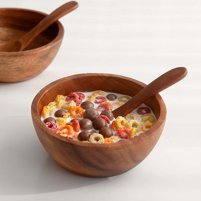 니코트 우드 시리얼 샐러드볼, 혼합 색상, 1개