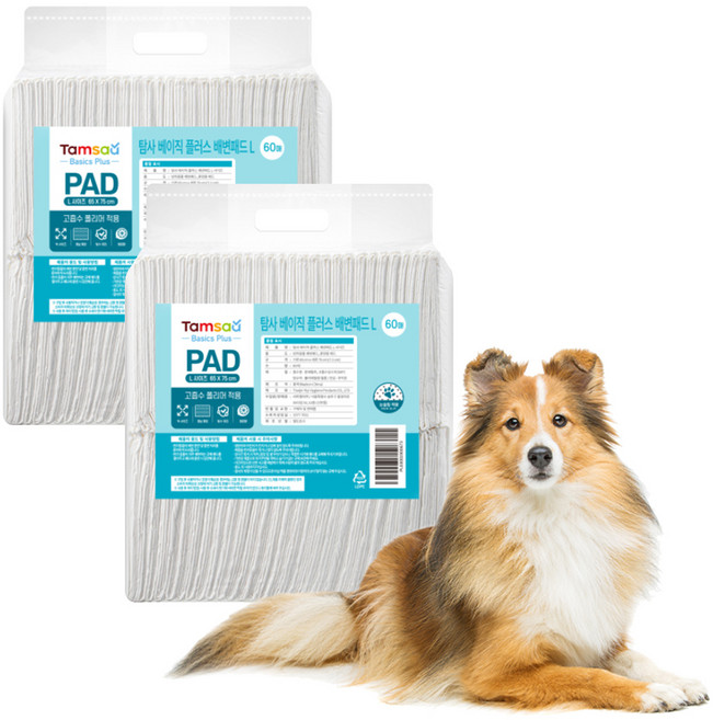 탐사 베이직 플러스 배변패드 레몬향, 60개입, 2개