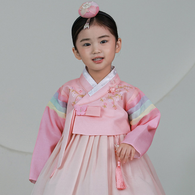 하랑한복 아동용 살구랑 한복 세트