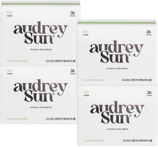 오드리선 코튼코어 팬티라이너, 롱, 26개입, 4개