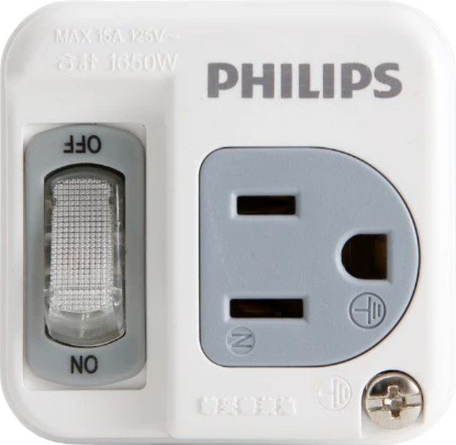 PHILIPS 飛利浦 節能開關1開1電腦壁插 CHP3010W/96, 56mm, 白色, 1個