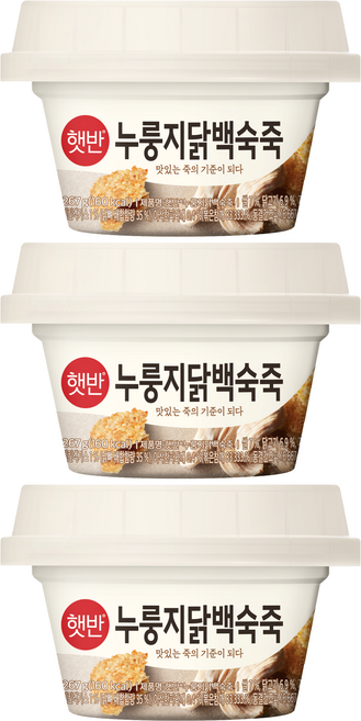 햇반 누룽지닭백숙죽, 267g, 3개
