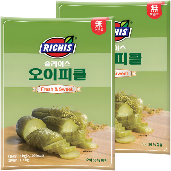 리치스 슬라이스 오이피클, 3kg, 2개