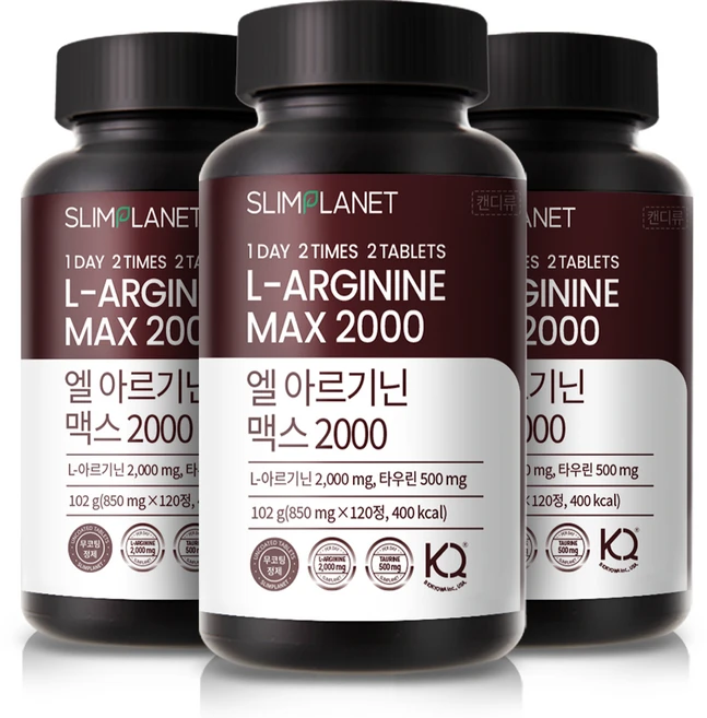 슬림플래닛 엘아르기닌 맥스 2000 102g, 120정, 3개 - 쿠팡