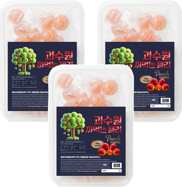 과수원 까먹는 젤리 복숭아맛 복숭아과즙농축액 70%, 170g, 3개