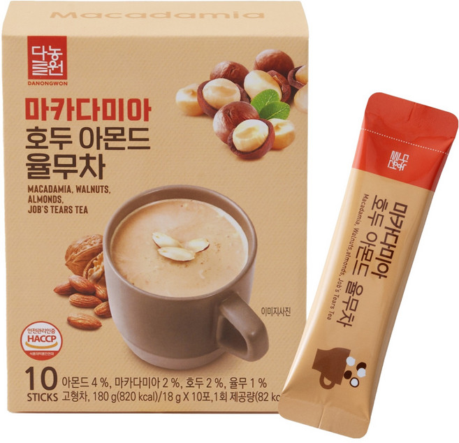 다농원 마카다미아 호두 아몬드 율무차, 18g, 1개, 10개입