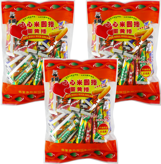 黑熊 心心米國捲 蛋黃捲, 250g, 3袋