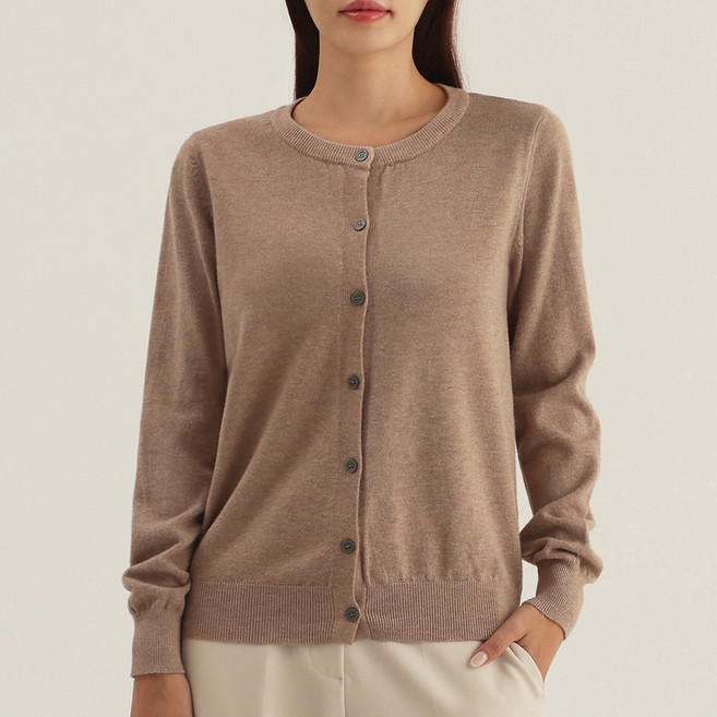 엘쏘 여성용 9컬러 라운드넥 니트 가디건