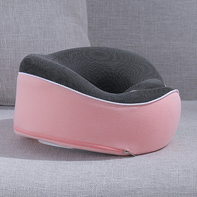 생활업글연구소 턱밑까지 받쳐주는 라운드형 목베개, 핑크