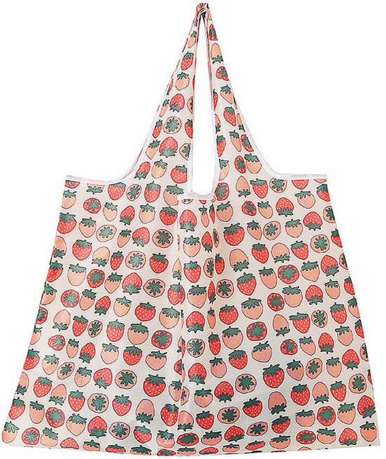 바코젤 대용량 접이식 에코백 장바구니, 스트로베리, 1개