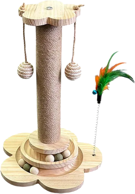 毛皇上 劍麻貓抓柱 1組 貓咪狗狗寵物通用, 劍麻色 + 原木色