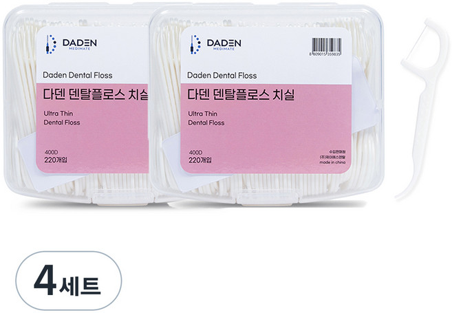 다덴 400D 덴탈플로스 Y형 치실, 7.5cm, 220개입, 4세트