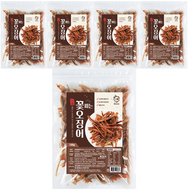 해야미 꽃피는 오징어, 100g, 5개