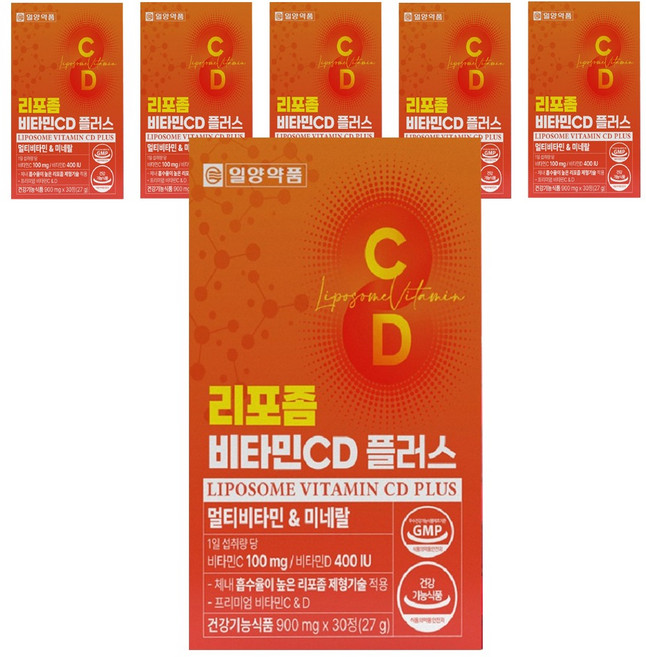 일양약품 리포좀 비타민 C D 플러스 멀티비타민 미네랄, 6개, 30정