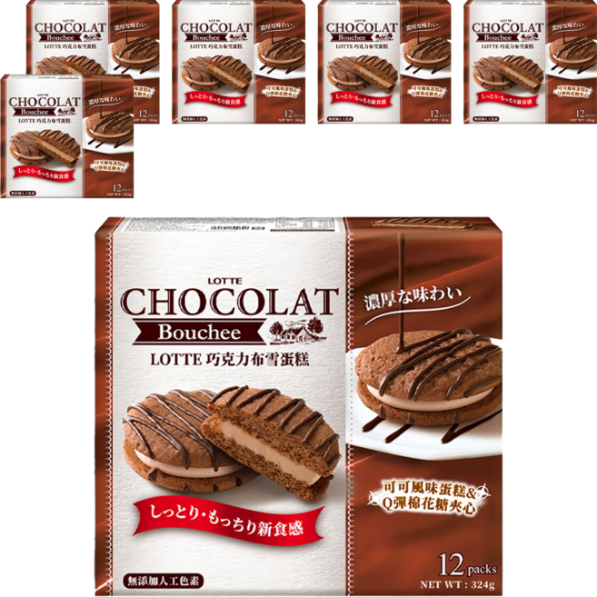 LOTTE 樂天 巧克力布雪蛋糕, 324g, 6盒
