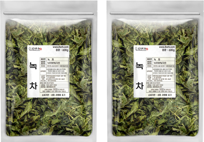 자연초 건조 녹차잎, 600g, 2개, 1개입