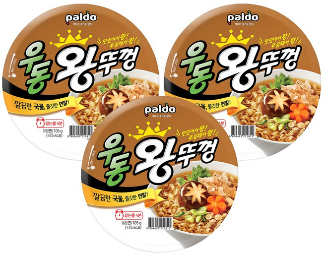 왕뚜껑 우동 105g, 3개
