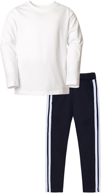 유라비 아동용 무지 라운드넥 트레이닝 티셔츠 + 팬츠 세트