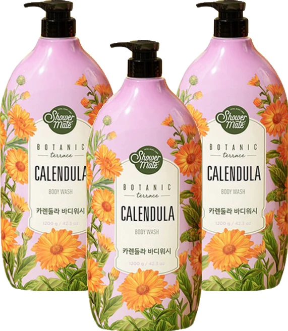 샤워메이트 보타닉테라스 워시 카렌듈라, 1.2kg, 3개 - 쿠팡