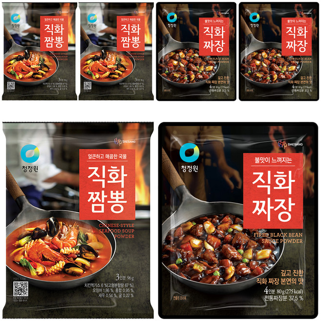 청정원 직화짜장 80g 3p + 직화짬뽕 96g 3p, 1세트