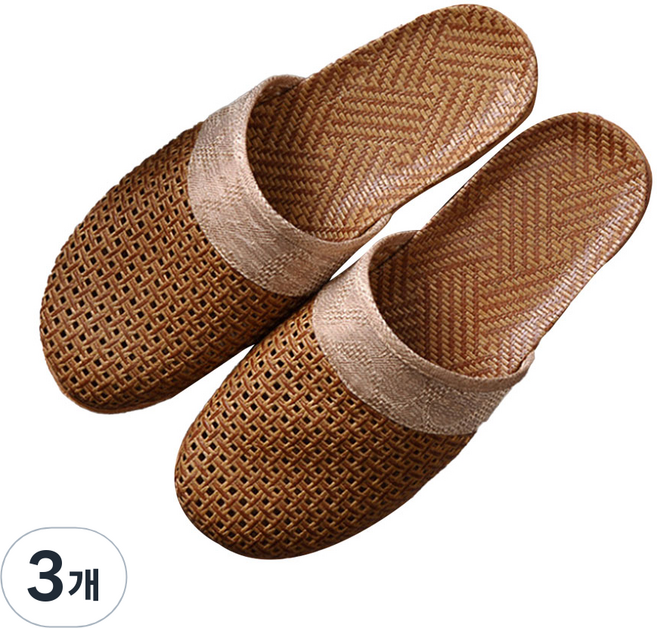 앤티스 쿨썸머 라탄 논슬립 남성 거실화, 베이지, 3개