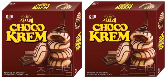 해태제과 사브레 초코크렘, 204g, 2개