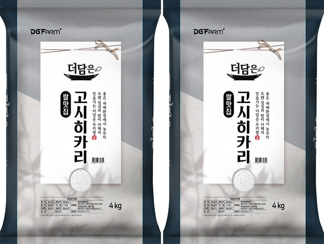 더담은 2025년산 햅쌀 고시히카리 백미, 특등급, 4kg, 2개