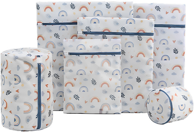 自然印花防纏繞洗衣袋六件套, 彩虹, 1組