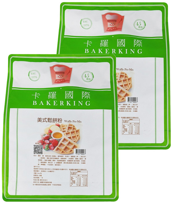 Bakerking 卡羅 美式鬆餅粉, 2kg, 2包