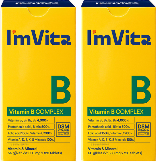 아임비타 비타민B 컴플렉스 66g, 120정, 2개