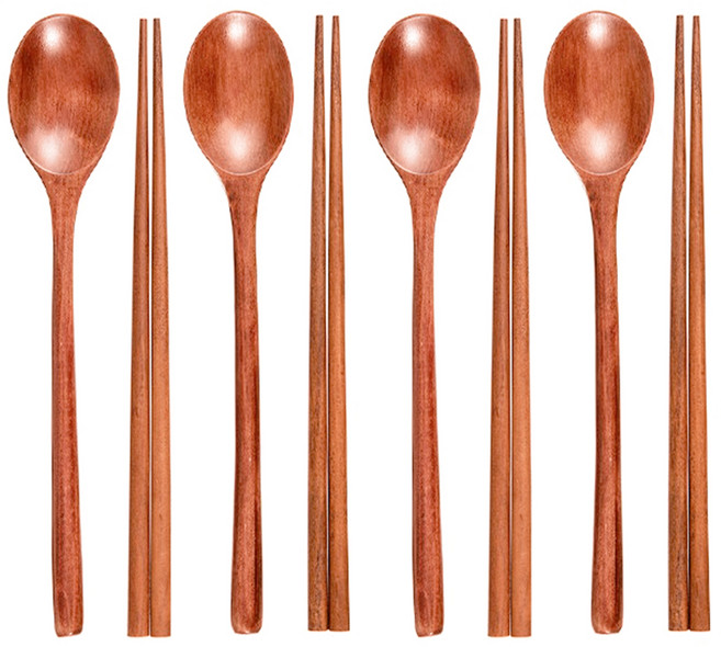 코멧 옻칠 나무 수저세트, 브라운, 단품, 4개