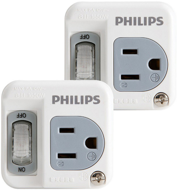 PHILIPS 飛利浦 節能開關1開1電腦壁插 CHP3010W/96, 56mm, 白色, 2個