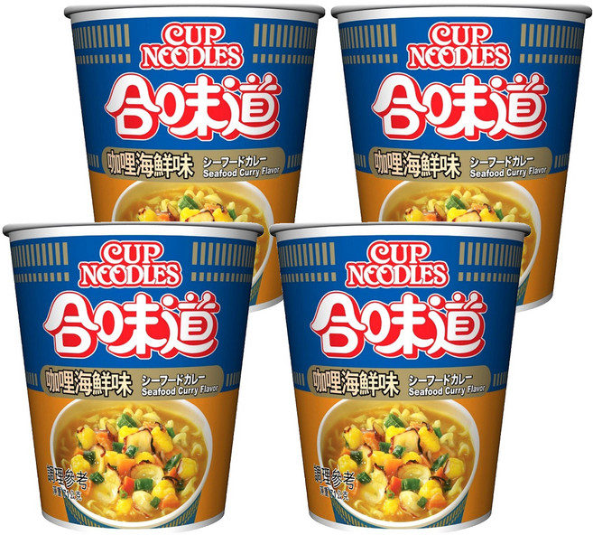 NISSIN 日清 CUP NOODLE 合味道 咖哩海鮮味杯麵 71g, 4入