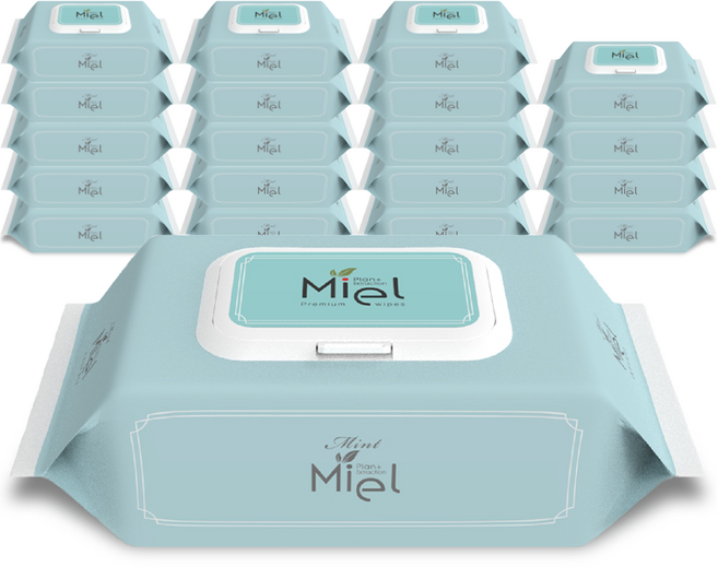 미엘 퓨어 민트 물티슈 캡형, 35g, 100매, 20개