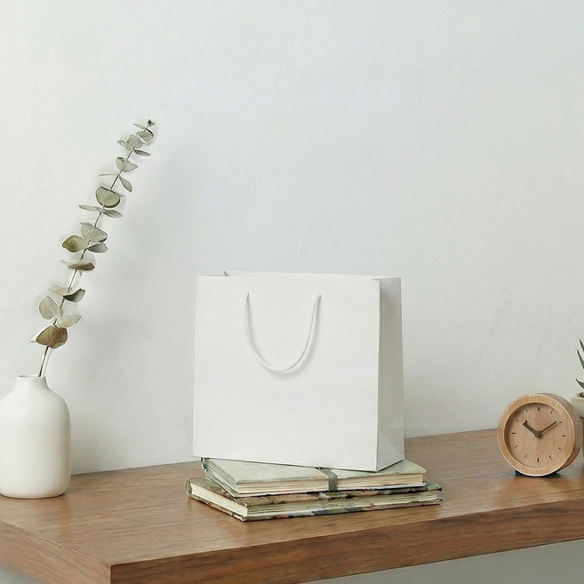 펜시픽 크라프트 무지 선물 쇼핑백 가로형, 화이트, 10개